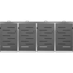 Sopkärlsskjul i rostfritt stål - Robust och stilrent | Storlek: 276,5x77,5x112,5 cm