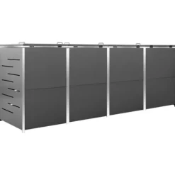 Sopkärlsskjul i rostfritt stål - Robust och stilrent | Storlek: 276,5x77,5x112,5 cm