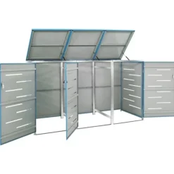 Sopkärlsskjul i rostfritt stål för tre sopkärl | Storlek: 207x77,5x112,5 cm