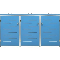 Sopkärlsskjul i rostfritt stål för tre sopkärl | Storlek: 207x77,5x112,5 cm