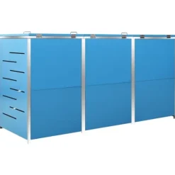 Sopkärlsskjul i rostfritt stål för tre sopkärl | Storlek: 207x77,5x112,5 cm