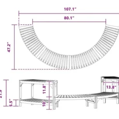 Spabad Område Halvrund i Solid Akaciaträ | Mått: 272x120.5x55.5 cm | Färg: Naturträ