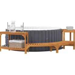 Spabad Område Halvrund i Solid Akaciaträ | Mått: 272x120.5x55.5 cm | Färg: Naturträ