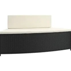 Spabänk med dynor 2 st - Väderbeständig konstrotting | Färg: Svart | Storlek: Standard