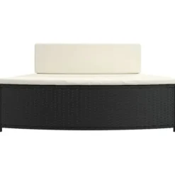 Spabänk med dynor 2 st - Väderbeständig konstrotting | Färg: Svart | Storlek: Standard