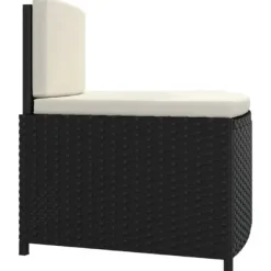Spabänk med dynor 2 st - Väderbeständig konstrotting | Färg: Svart | Storlek: Standard