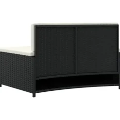 Spabänk med dynor 2 st - Väderbeständig konstrotting | Färg: Svart | Storlek: Standard