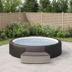 Spabänk med dynor 2 st grå konstrotting