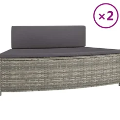 Spabänk med dynor 2 st grå konstrotting
