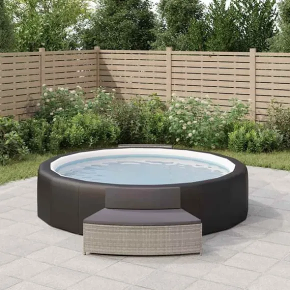 Spabänk med dynor 2 st i grå konstrotting | Färg: Grå | Storlek: Standard