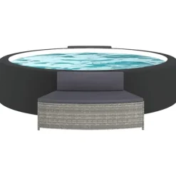 Spabänk med dynor 2 st i grå konstrotting | Färg: Grå | Storlek: Standard