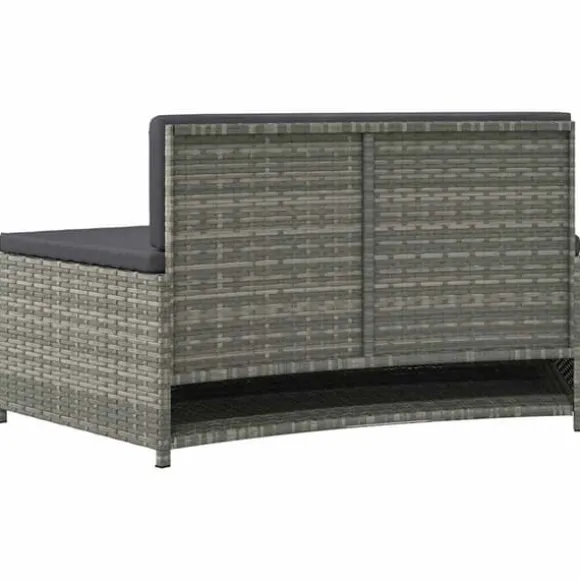 Spabänk med dynor 2 st i grå konstrotting | Färg: Grå | Storlek: Standard