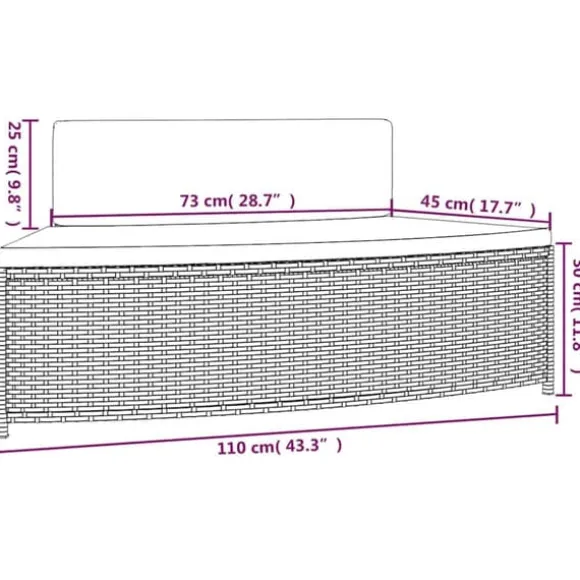 Spabänk med dynor 2 st i grå konstrotting | Färg: Grå | Storlek: Standard