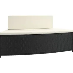 Spabänk med dynor 2 st svart konstrotting