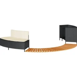 Spa-kant i svart konstrotting och akaciaträ - Multifunktionell och hållbar design | Färg: Svart | Storlek: Standard