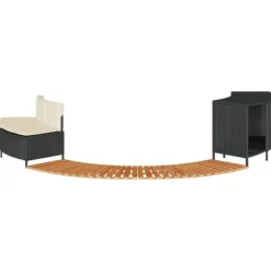 Spa-kant i svart konstrotting och akaciaträ - Multifunktionell och hållbar design | Färg: Svart | Storlek: Standard