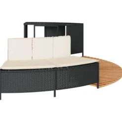 Spa-kant i svart konstrotting och akaciaträ - Multifunktionell och hållbar design | Färg: Svart | Storlek: Standard