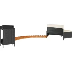 Spa-kant i svart konstrotting och akaciaträ - Multifunktionell och hållbar design | Färg: Svart | Storlek: Standard