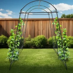 Spaljé för klätterväxter - Trädgårdstunnel med nät - 1,15×1,83×2,3 m - Justerbar bredd 1,1–1,8 m - Rör Ø19,2 mm - Q195-stål + PP - Svart