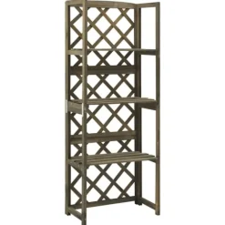 Spaljé med hyllor grå 55x30x140 cm massivt granträ