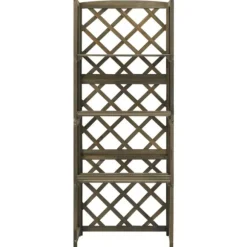 Spaljé med hyllor grå 55x30x140 cm massivt granträ