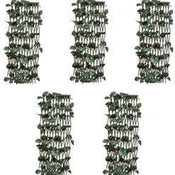 Spaljéstaket pil 5 st med konstlöv 180x60 cm