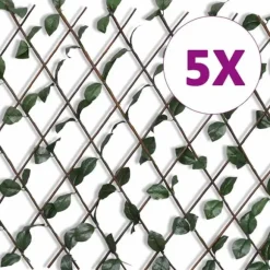 Spaljéstaket pil 5 st med konstlöv 180x90 cm