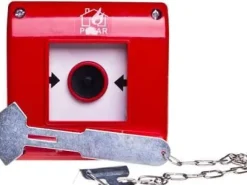 Spamel Utanpåliggande brandtryckknapp 1Z röd med hammare (OP1-W01-A10-M)