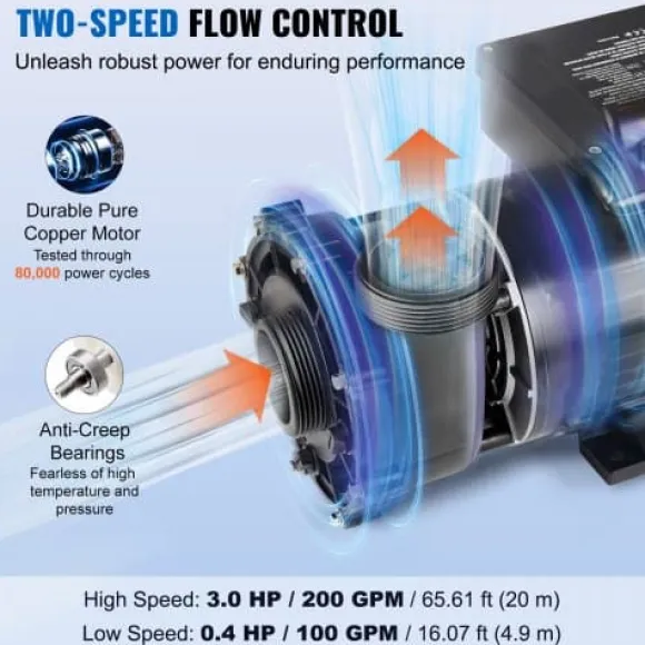 Spa-pump, dubbelfart 56-ram, 2" port, 90° roterande gränssnitt, TÜV-certifierad