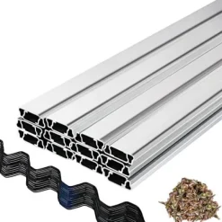 Springtråd och låskanalsats, 200x3,2x1,3 cm, 30-pack, växthusfäste, aluminiumlegering