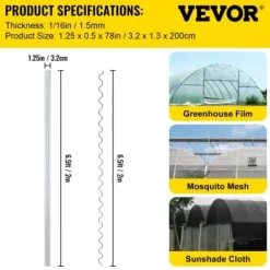 Springtråd och låskanalsats, 200x3,2x1,3 cm, 30-pack, växthusfäste, aluminiumlegering