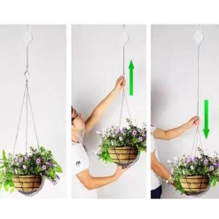 2st Justerbara Upphängningskrokar för Blomkrukor | Höj- och Sänkbara Hängare
