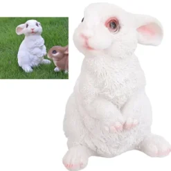 Söt kanin Skulptur Harts Hantverk Trädgård Kanin Dekoration Simulering Kanin Staty för gräsmatta Trädgård uteplats