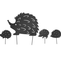 4st metalligelkott dekorativa trädgårdsstakar Söt djur ihålig design uteplats Söt järnkonst igelkottsdekoration för trädgård