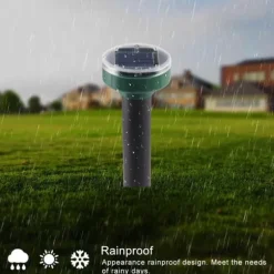 2st rund 400-1000Hz soldriven ultraljudsskydd mot skadedjur, trädgård råttavvisande, IP65 vattentät, enkel och säker att använda