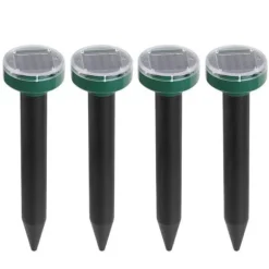 4st rund 400-1000Hz soldriven ultraljudsskydd mot skadedjur, trädgård råttavvisande, IP65 vattentät, enkel och säker att använda