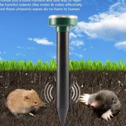 4st rund 400-1000Hz soldriven ultraljudsskydd mot skadedjur, trädgård råttavvisande, IP65 vattentät, enkel och säker att använda