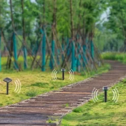 4st rund 400-1000Hz soldriven ultraljudsskydd mot skadedjur, trädgård råttavvisande, IP65 vattentät, enkel och säker att använda