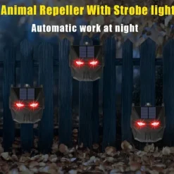 2st soldriven djuravvisande lampa Röd LED blinkande rovdjursavskräckande ljus