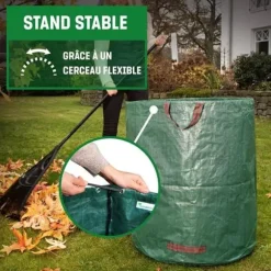 2st Trädgårdspåse, 272L vävd sopsäck Återvinning Gräs Avfall Trädgård Stor kapacitet - Grön