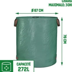2st Trädgårdspåse, 272L vävd sopsäck Återvinning Gräs Avfall Trädgård Stor kapacitet - Grön