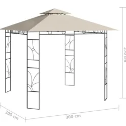 Stabil paviljong 3x3 m - Skydd för utomhusaktiviteter | Färg: Gräddvit | Storlek: 3x3x2,7 m