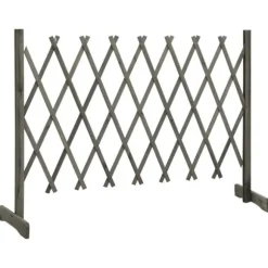 Staket - Living Trädgårdssstaket med spaljé grå 150x80 cm massivt granträ