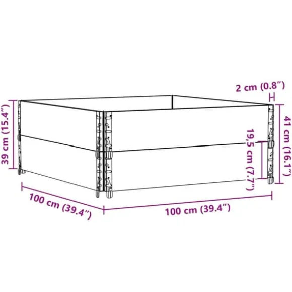Staplingsbar odlingslåda i massivt trä | Storlek: 100x100 cm | Färg: Furu