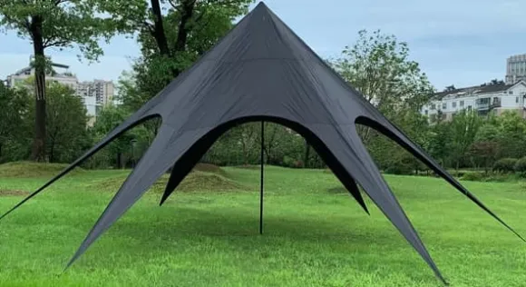 Star Tent 10m Diameter, 3.8m Height, Black Polyester, Waterproof, Tear-resistant, Durable, Weatherproof - Ideal for Events