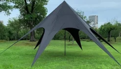 Star Tent 10m Diameter, 3.8m Height, Black Polyester, Waterproof, Tear-resistant, Durable, Weatherproof - Ideal for Events