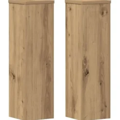 Stöd för växter i ingenjörsträ - vidaXL - 2 delar - Hantverks-ek - Rå - 17x17x60 cm