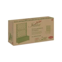 STEFANPLAST Rektangulär planteringslåda med spaljé - Trä finish - 100 x 43 x H 142 cm - 80 L - Grafit