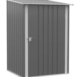 Stålförråd 0,92 m², låsbart med pulpettak, 100×103×160 cm, grå