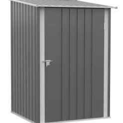 Stålförråd 0,92 m², låsbart med pulpettak, 100×103×160 cm, grå